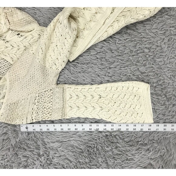 Lucky Brand Women's S Small Lace Crochet Top Bell Sleeve Cream Boho Romantic - Picture 8 of 8